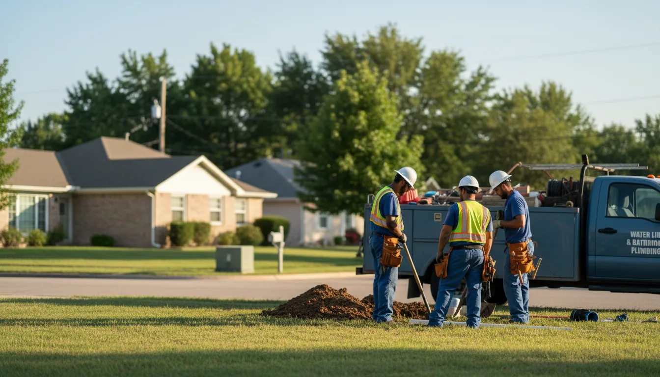 Residential water line and bathroom plumbing service in Lyndon, KS